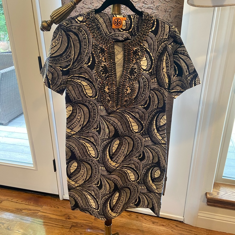 Tory Burch Leila Caftan Dress Navy Sz.10